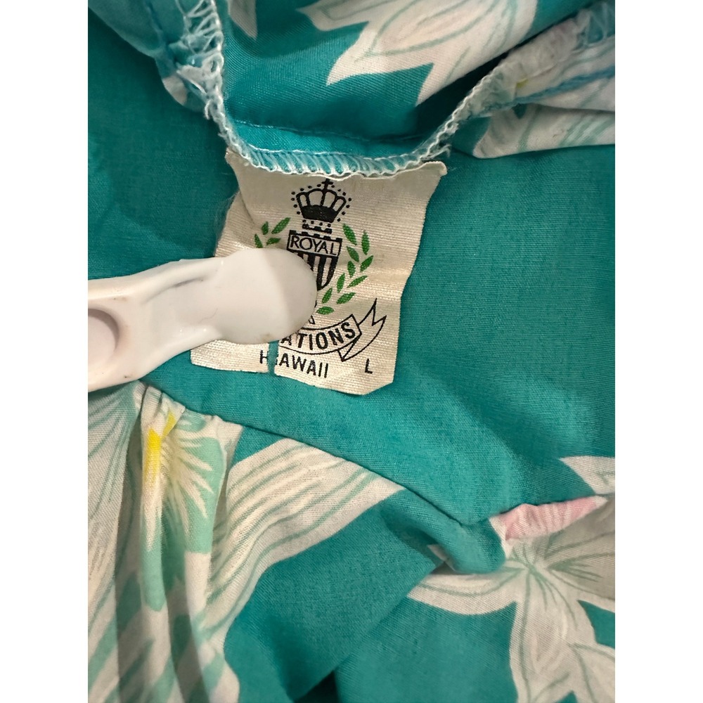 Vtg Royal Creations Hawaii Floral Orchid Ruffle Hem Dress Muumuu Women's Large - Picture 12 of 16